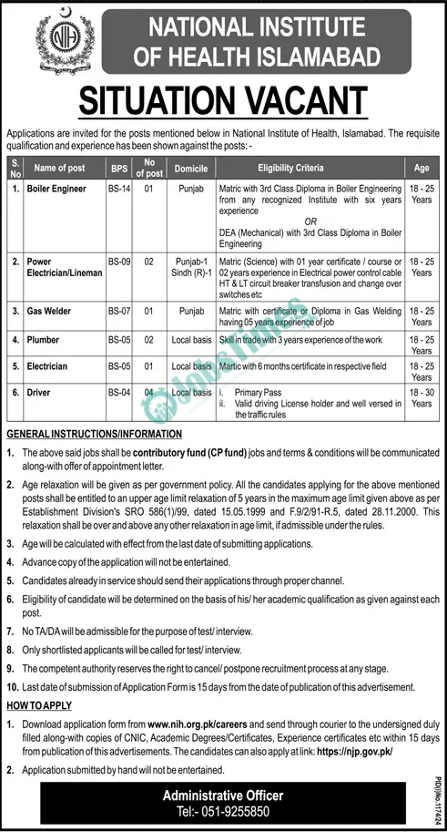 national-institute-of-health-nih-islamabad-jobs