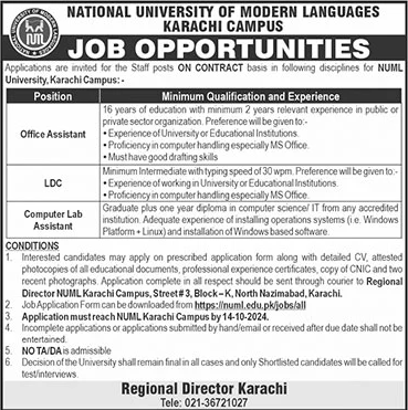 national university of modern languages jobs