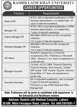 rashid latif khan university jobs