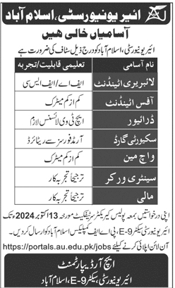 air university islamabad jobs