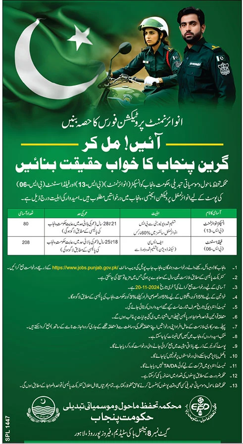 government of punjab environmental protection department jobs