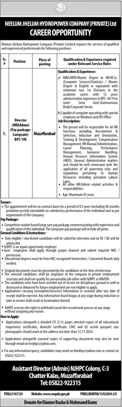 neelum jhelum hydropower company jobs