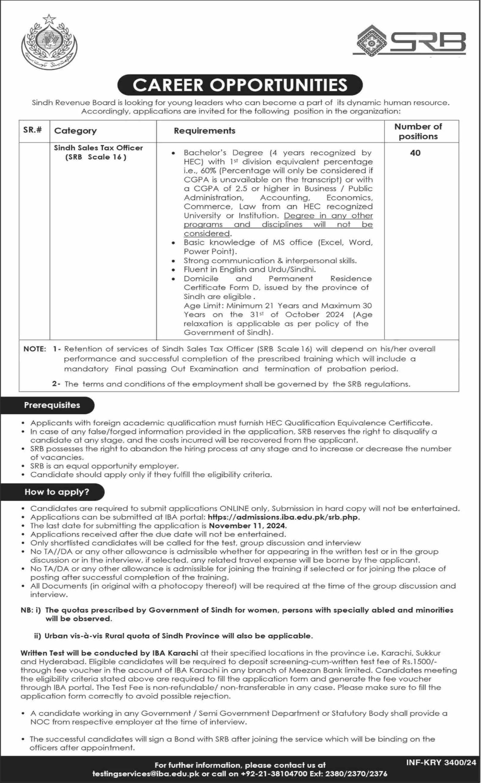 sindh revenue board srb jobs