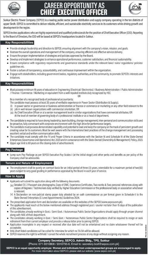 sukkur electrical power company sepco jobs