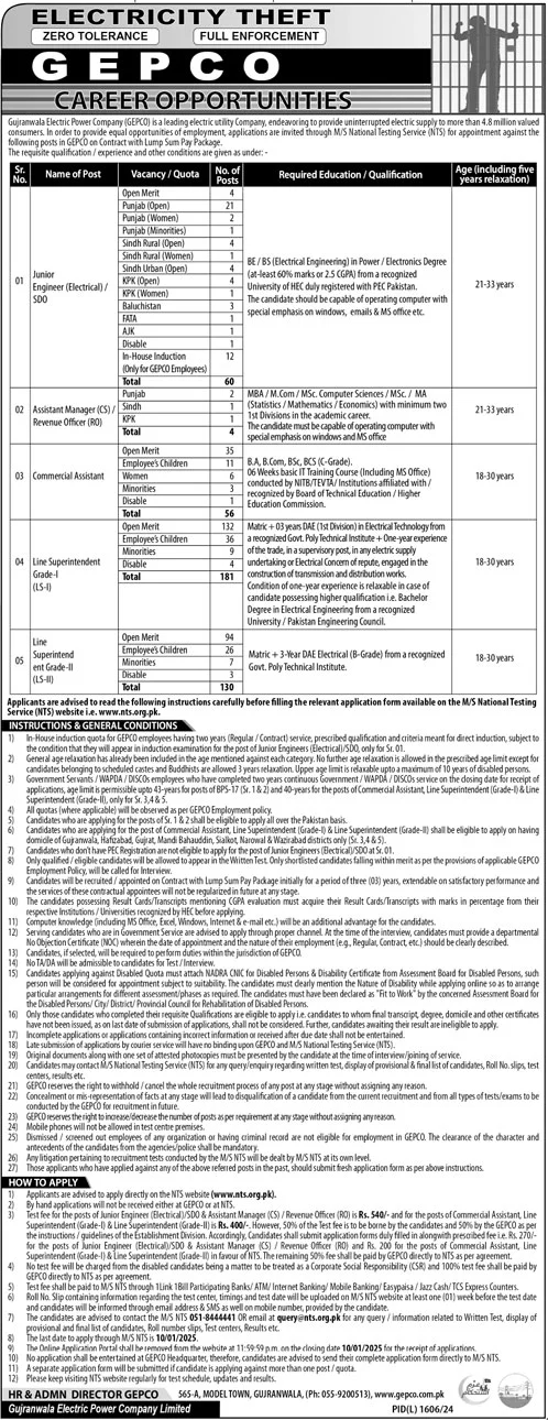 gujranwala electric power company gepco jobs