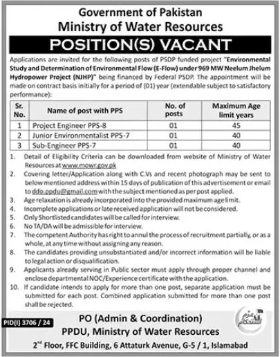 ministry of water resources jobs