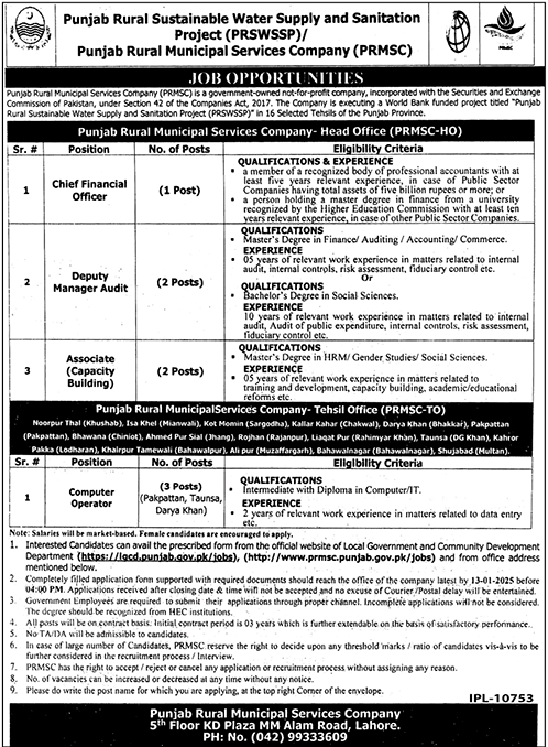 punjab rural municipal services company prmsc jobs