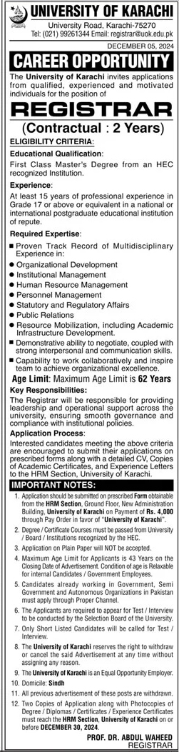 university of karachi jobs