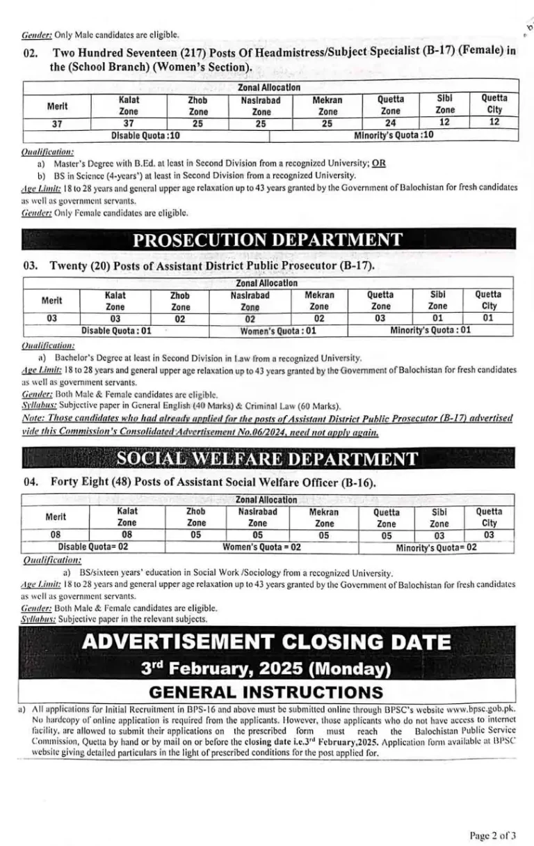 balochistan public service commission bpsc jobs 2025